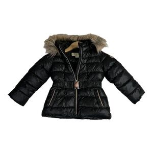 Michael Kors Big Girls‎ Stadium Length Belted Puffer Jacket Size 3 T